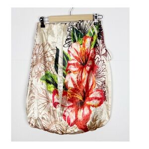 Toska Vintage Floral Satin Bubble Top Strapless Size Large